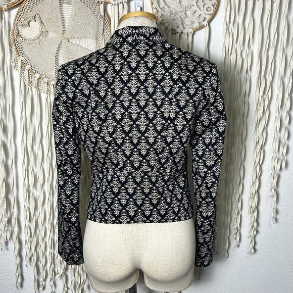 Robert Rodriguez Black and Cream Floral Stamp Tux Inspired Blazer Size 4 - Picture 10 of 12